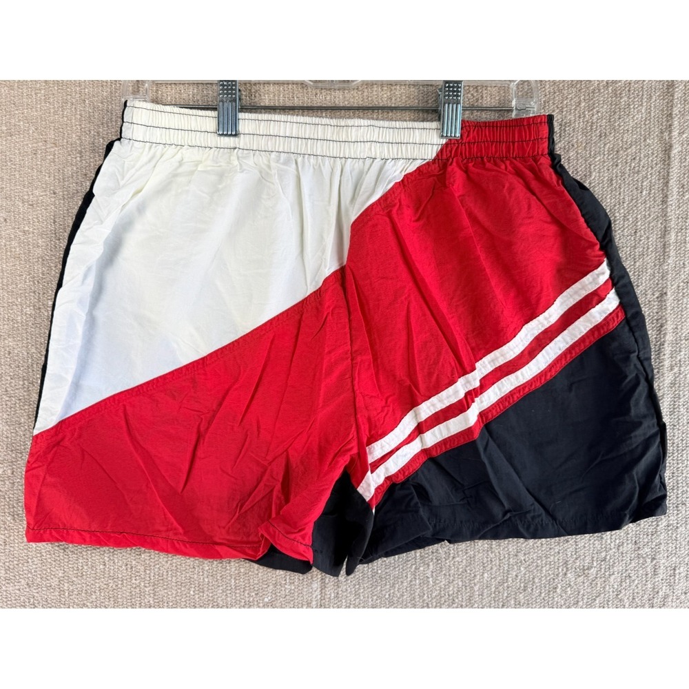 VTG Mens Sz Large (36/38) Hunt Club Multicolor‎ White Nylon Shorts Swim Trunks